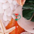 Niedlicher Wassermelone Strohhalm Topper 8mm staubdichte Silikon Strohhalmabdeckung - Beutel ohne Strohhalm / Wassermelone