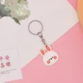 Schattige cartoon konijn PVC sleutelhanger, auto sleutelring en leuk tas hangertje. - 5,5*3,5*0,3 cm / Sleutelhanger met konijnengezicht