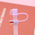 Süßer Silikon Strohhalmtopper mit lächelndem Stern und Regenbogen für breite Strohhalme - Lila Regenbogenstern 10 mm