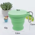Portable collapsible silicone water cup 180ml travel mug with carabiner green color. - Apple Green