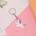 Leuke cartoon eenhoorn sleutelhanger met metalen ring en zachte PVC rubberen hanger. - 5,5*3,5*0,3 cm / Sleutelhanger met regenboogpaard