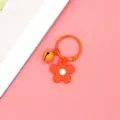 Schattige oranje bloem sleutelhanger met bel PVC tas hanger cartoon accessoire leuk - Stijl met bellen / Oranje Bloemen