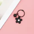 Zwarte bloem sleutelhanger met bel schattige PVC ring tas hanger accessoire mooi eenvoudig - Stijl met bellen / Zwart Kleine Bloem