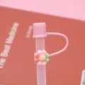 Schöne rosa Silikon-Strohhalmabdeckung mit Gänseblümchen, 10mm Topper für Becher! - Rosa große Blume 10 mm