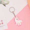 Schattige cartoon eenhoorn PVC zacht rubberen sleutelhanger, mooie tas hanger voor auto. - 5,5*3,5*0,3 cm / Sleutelhangerstijl - Roze-wit pony