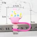 Ροζ καπάκι καλαμάκι σιλικόνης cupcake χαριτωμένο αξεσουάρ για ποτήρια και κούπες. - Σχέδιο patch, χύμα χωρίς καλαμάκια / Καλύμματα καλαμάκι ροζ χωνάκι καρδιά 8 mm