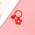 Mooie leuke rode bloem sleutelhanger met bel schattige PVC tas hanger voor dagelijks - Stijl met bellen / Rode kleine bloem