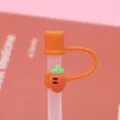 Silikon Cartoon Karotte Strohhalmabdeckung fuer 10mm Becher Strohhalme niedlicher Topper. - Orangefarbene Karotte 10 mm