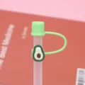 Silikon Strohhalm Abdeckung mit niedlichem Avocado Design für 10mm grosse Strohhalme - Kleine grüne Avocado 10 mm