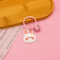 Schattige roze cartoon konijn sleutelhanger met bel, zoete PVC tas hanger accessoire voor dames. - Stijl met bellen / Konijn met Groot Gezicht