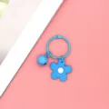 Blauwe cartoon bloem sleutelhanger met bel, schattige macaron stijl tas hanger accessoire. - Stijl met bellen / Blauwe kleine bloem