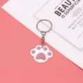 Schattige roze kattenpoot sleutelhanger met metalen ring en mooie PVC tas hanger. - Sleutelring Stijl / Kattenpoot