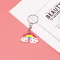 Schattige cartoon regenboog wolk sleutelhanger, PVC hanger met metalen ring voor tassen. - Sleutelring Stijl / Regenboog