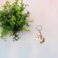 Cute cartoon unicorn PVC keychain pendant, colorful soft rubber key ring for bags and car keys. - 5*5*0.4cm / Rainbow Horse