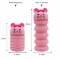 Telescoping silicone pencil case with cute mouse design and pink bow, large capacity. - Pink Cute Mouse Telescopic Pencil Case / Pink