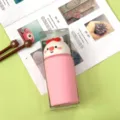 Cute silicone pencil case with cute animal lid and transparent box for school and office - Pink Heart-Nose Pig Straight Pen Holder / Pink