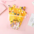 Cute pink cartoon gel pen set with unicorn pencil pouch, 20pcs black 0.38mm student pens. - Yellow Bagged 20 Pcs