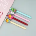 Cute cartoon gel pens set with soft silicone charms, matte barrel push black ink writing pens. - Xiaoxiaoxin Series