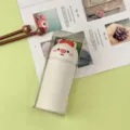 Cute creative silicone pencil case with large capacity and transparent protective box. - White Heart-Nose Pig Straight Pen Holder / White