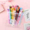 Cute pink gel pen set with 20 pieces cartoon signature pens in a unicorn transparent pouch for students. - Mixed Bagged 20 Colors