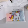 Cute unicorn pencil pouch frosted ziplock bag student pink stationery set black ink pens - Storage Bag