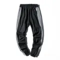Men's Black Sweatpants Casual Joggers with White Side Stripes Activewear Pants S-XXL - M / Black