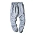 Men's Solid Grey Casual Jogger Sweatpants with Drawstring and Tapered Cuffs Variant - M / Light Gray