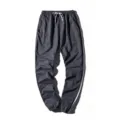 Men's casual sweatpants dark grey slim fit jogger trousers with side stripes and drawstring - M / Dark Gray