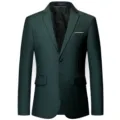 Veste De Costume Casual Vert Foncé Pour Homme Uni Business Simple Bouton Variante. - Vert Foncé