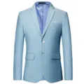 Veste de costume simple décontractée bleu clair pour homme blazer d'affaires uni mode. - Bleu ciel