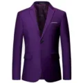 Veste de costume décontractée pour homme violette, blazer slim unboutonnage pour bureau. - Violet