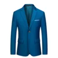 Veste de Costume Homme Bleu Casual Un Bouton Blazer Élégant pour Affaires Mode - Bleu lac
