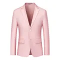 Veste de costume de loisir rose pour homme unie simple boutonnage blazer élégant. - Rose