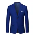 Veste blazer décontractée bleu roi pour homme, manteau de costume slim à un bouton pour affaires. - Bleu Saphir