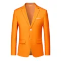 Veste de costume blazer casual orange pour homme avec revers cranté et deux boutons - Orange