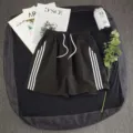 Casual mens womens sports shorts summer korean style loose straight fit five-point shorts activewear - S / Black