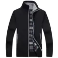 Gilet En Laine Tricot Epais Chaud Homme Col Montant Veste Hiver Douclee Polaire Chaud - S / Hauts / Noir