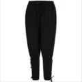 Men casual black loose trousers drawstring harem pants medieval vintage lace up pants - Black