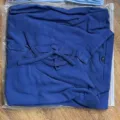 Men's Long Sleeve Cotton Linen Henleys Shirt Casual Beach Stand Collar Tops Size L Blue - Dark Blue