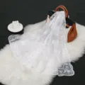 Elegant white lace floral embroidered long scarf, perfect for summer sun protection and stylish fashion outfits. - 160*65cm / White
