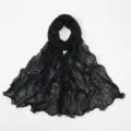 Classic elegant black crinkled long scarf, versatile Tencel fashion shawl variant. - 180*55cm / Black