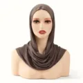 Women solid color mercerized cotton hijab, brown soft breathable headscarf variant. - Dark Khaki