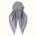 Foreign trade digital print four-petal flower turban cap with wave edge, versatile daily wear. - One Size / SW103-1 - Blue Gray