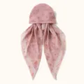 Pink floral digital print turban headscarf hat with stylish scalloped edge details. - One Size / SW103-2 - Dusty Pink