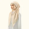 Femme élégante beige strass turban bonnet doux élastique hijab foulard style polyvalent. - 65*23 / 3# Beige