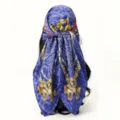 Retro satin square headscarf with baroque print, elegant vintage hair band and neck scarf. - 90*90cm / FH161-01#Blue