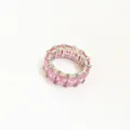 Funkelnder Ring mit rosa rechteckigen Zirkonia-Steinen im Hip-Hop-Stil für Damen - Quadratischer Stil