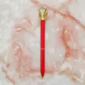 Elegante bolígrafo de metal rojo rematado con un gran diamante de cristal brillante para regalo - Punta de Bala de 1,0 mm / Rojo