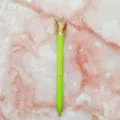 Creative lime green metal ballpoint pen topped with a large sparkling crystal diamond - 1.0mm Bullet Tip / Apple Green
