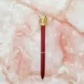 Elegant red metallic ballpoint pen with large clear diamond crystal top gift pen - 1.0mm Bullet Tip / Transparent Red